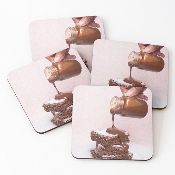 Item preview, Melted chocolate over tower of brownies with pink background  designed and sold by RehenTapia.