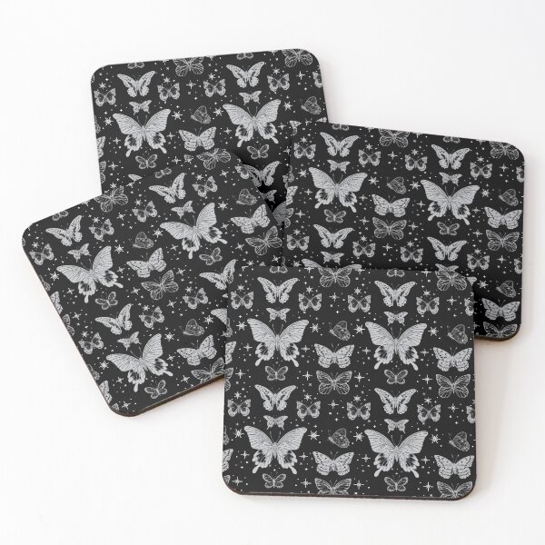 Item preview, Black Butterflies Pattern - Vintage Butterflies - Retro Butterfly - y2k Pattern designed and sold by DreamersPlan.