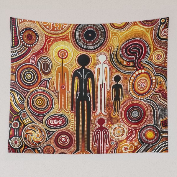 Item preview, Australian Inspired Dot Art Print (Human Figures) designed and sold by PinUpPizzazz.