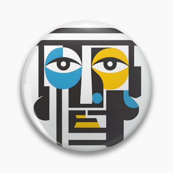 Item preview, cubist face with exaggerated geometric shapes.sticker.. designed and sold by ArtshirtGroup.