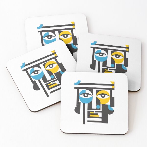 Item preview, cubist face with exaggerated geometric shapes.sticker.. designed and sold by ArtshirtGroup.