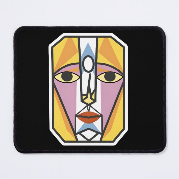 Item preview, cubist face with exaggerated geometric shapes.,sticker. designed and sold by ArtshirtGroup.