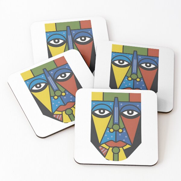 Item preview, Copy of cubist face with exaggerated geometric shapes..sticker. designed and sold by ArtshirtGroup.