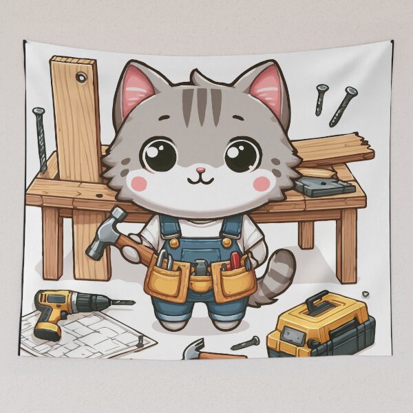 Item preview, The Carpenter Kitten of Wooden Dreams designed and sold by Gacram.