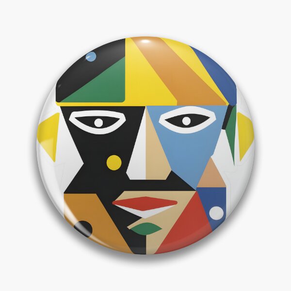 Item preview, cubist face with exaggerated geometric shapes, sticker. designed and sold by ArtshirtGroup.