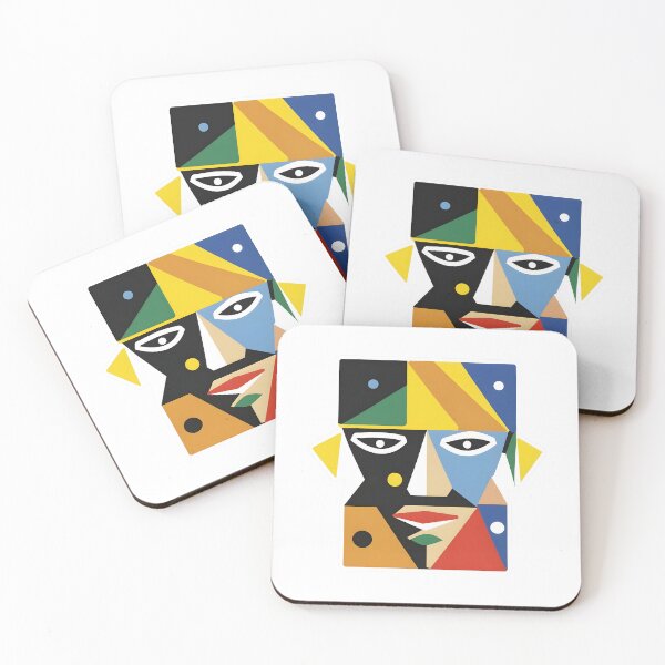 Item preview, cubist face with exaggerated geometric shapes, sticker. designed and sold by ArtshirtGroup.