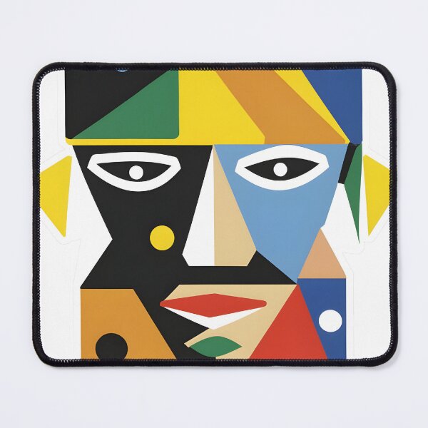 Item preview, cubist face with exaggerated geometric shapes, sticker. designed and sold by ArtshirtGroup.