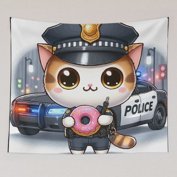 Item preview, Donut City Police Kitten designed and sold by Gacram.