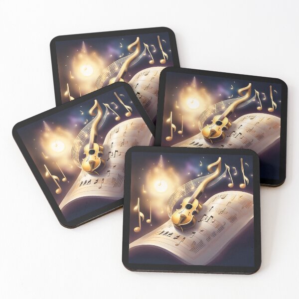 Item preview, Golden violin and musical score designed and sold by Artbellachi.