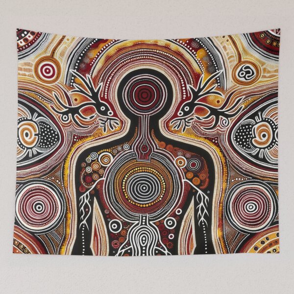 Item preview, Australian Inspired Dot Art Print (Human Figures) designed and sold by PinUpPizzazz.