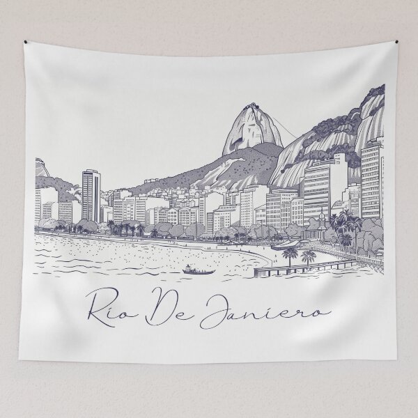 Item preview, Rio De Janierio City View Line Art View 1 designed and sold by PrintsByVickson.