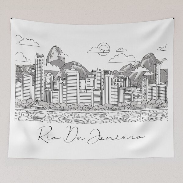 Item preview, Rio De Janierio City View Line Art View 2 designed and sold by PrintsByVickson.