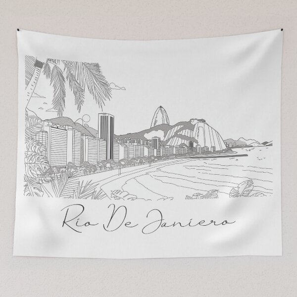 Item preview, Rio De Janierio City View Line Art View 8 designed and sold by PrintsByVickson.