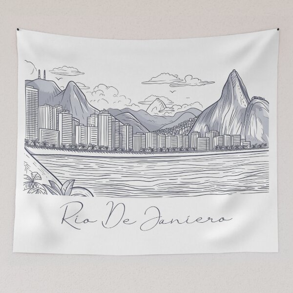 Item preview, Rio De Janierio City View Line Art View 7 designed and sold by PrintsByVickson.