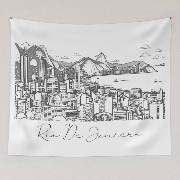 Item preview, Rio De Janierio City View Line Art View 4 designed and sold by PrintsByVickson.