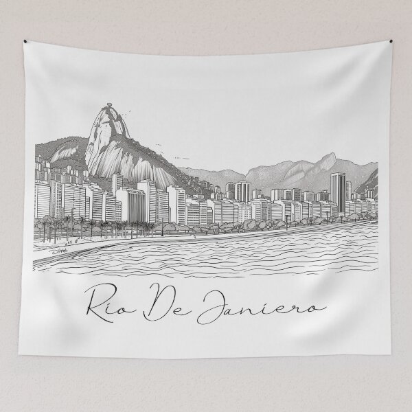 Item preview, Rio De Janierio City View Line Art View 3 designed and sold by PrintsByVickson.
