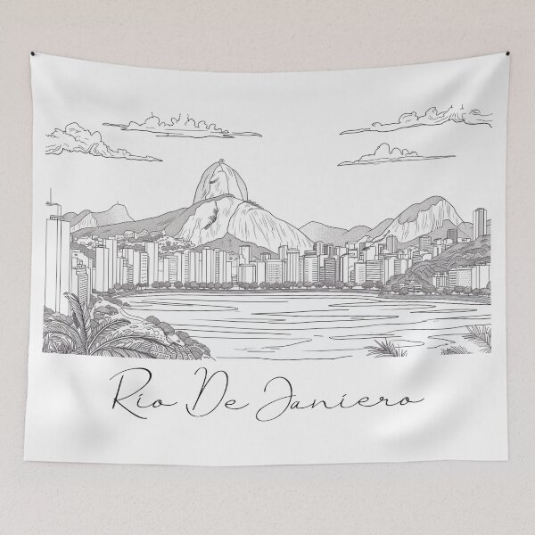 Item preview, Rio De Janierio City View Line Art View 5 designed and sold by PrintsByVickson.