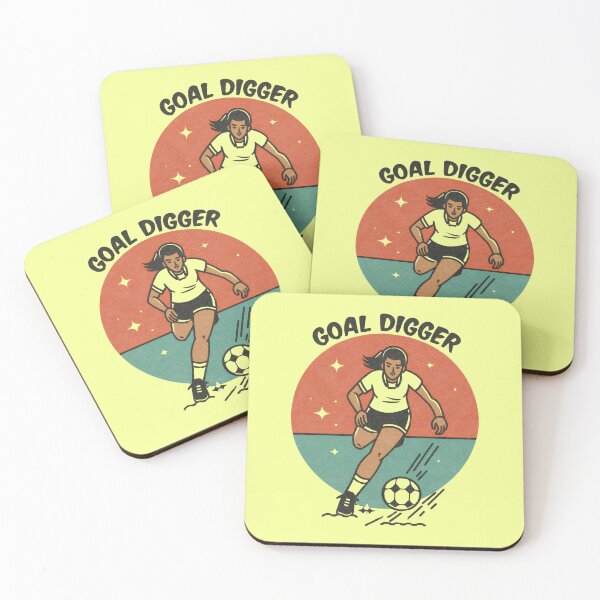 Item preview, Funny Minimalist Vintage Girl Kicking Football 'Goal Digger' Illustration designed and sold by Tecnofa.