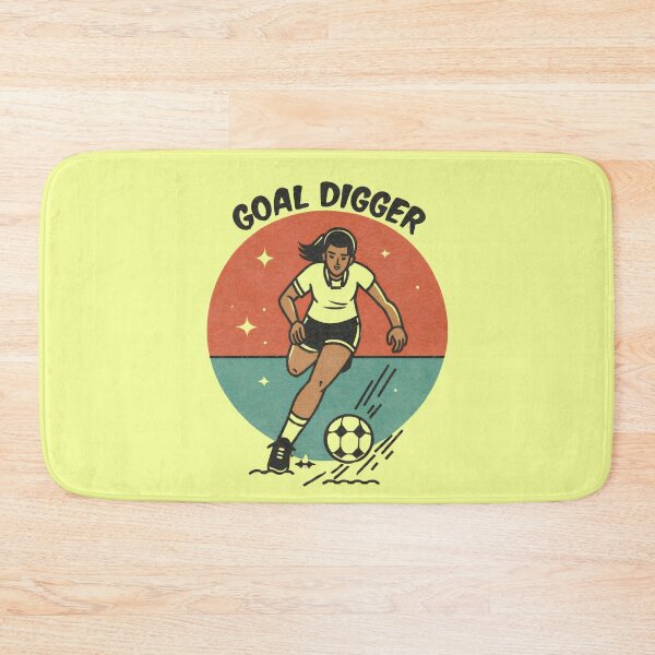 Item preview, Funny Minimalist Vintage Girl Kicking Football 'Goal Digger' Illustration designed and sold by Tecnofa.