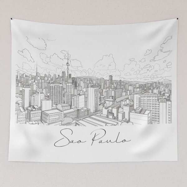 Item preview, Sao Paulo Cityscape View Line art - View 1 designed and sold by PrintsByVickson.