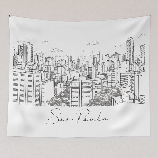 Item preview, Sao Paulo Cityscape View Line art - View 2 designed and sold by PrintsByVickson.