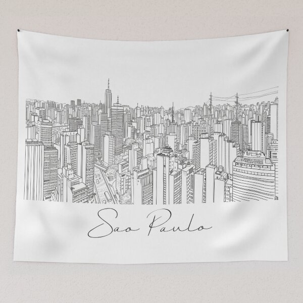 Item preview, Sao Paulo Cityscape View Line art - View 3 designed and sold by PrintsByVickson.