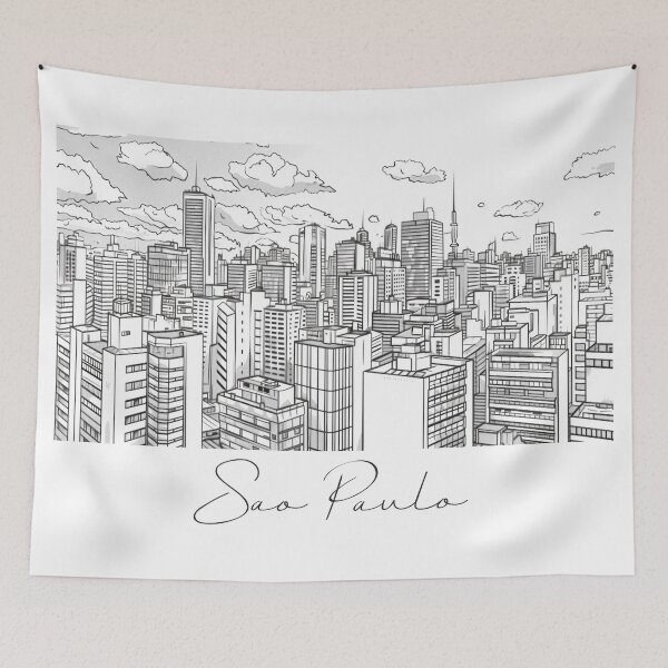 Item preview, Sao Paulo Cityscape View Line art - View 5 designed and sold by PrintsByVickson.