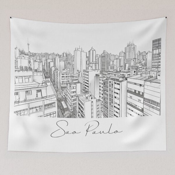 Item preview, Sao Paulo Cityscape View Line art - View 6 designed and sold by PrintsByVickson.