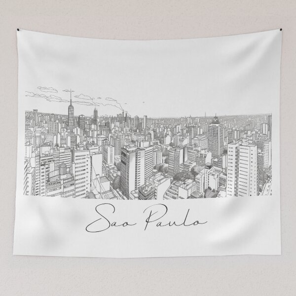 Item preview, Sao Paulo Cityscape View Line art - View 8 designed and sold by PrintsByVickson.