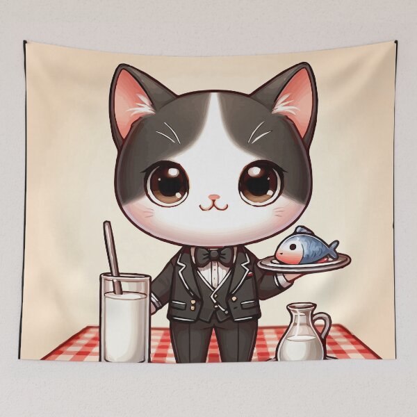 Item preview, The cat waiter who serves happy fish! designed and sold by Gacram.