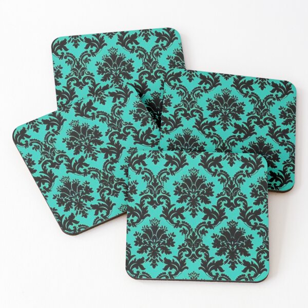 Item preview, Embossed Flocked Victorian Wallpaper Print (bright blue/black) designed and sold by CMooreWorx.