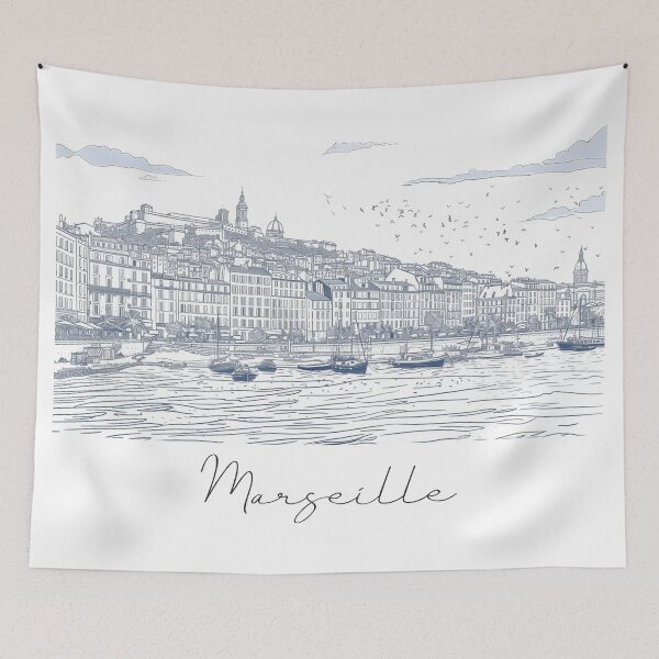 Item preview, Marseille Cityscape View Line art - View 1 designed and sold by PrintsByVickson.