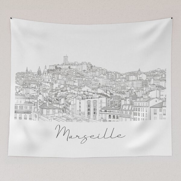 Item preview, Marseille Cityscape View Line art - View 4 designed and sold by PrintsByVickson.