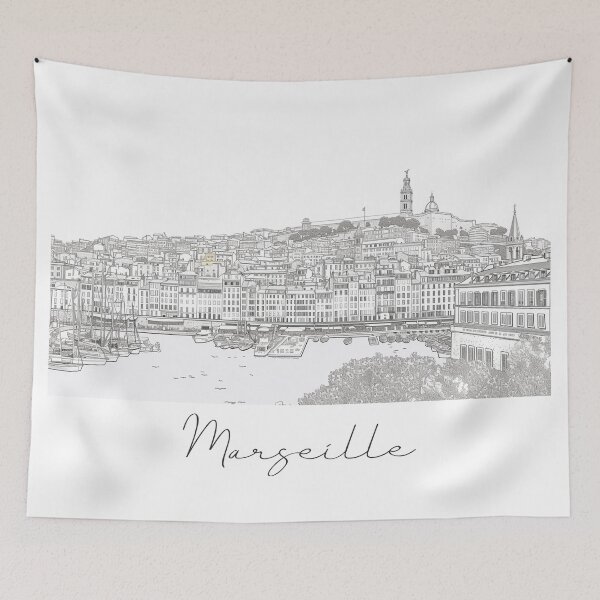 Item preview, Marseille Cityscape View Line art - View 3 designed and sold by PrintsByVickson.