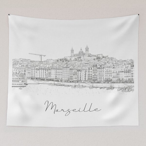 Item preview, Marseille Cityscape View Line art - View 5 designed and sold by PrintsByVickson.