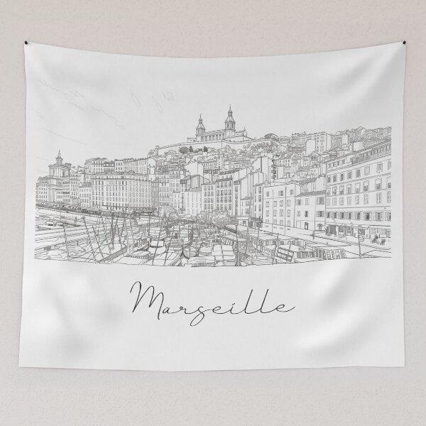 Item preview, Marseille Cityscape View Line art - View 6 designed and sold by PrintsByVickson.