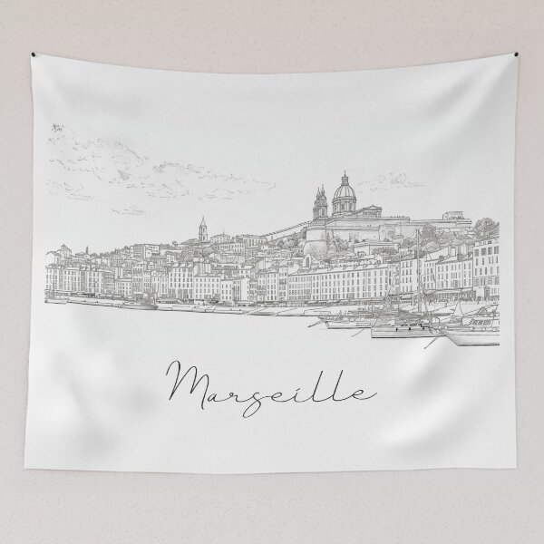 Item preview, Marseille Cityscape View Line art - View 8 designed and sold by PrintsByVickson.