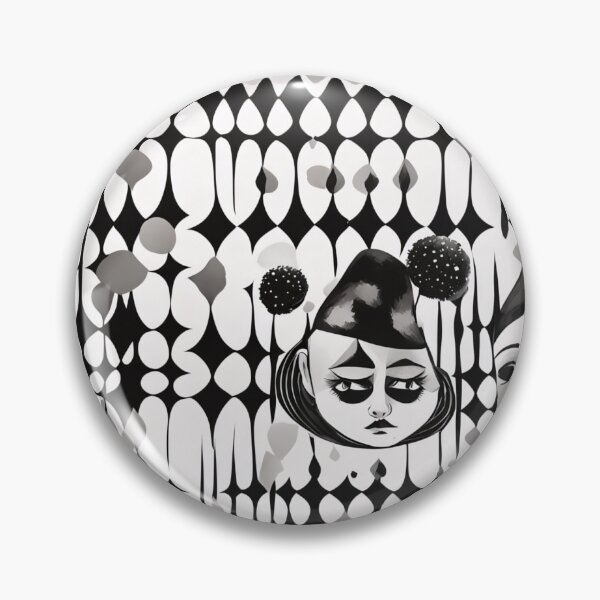 Item preview, Black and white Pierrots designed and sold by Joanne Walsh.