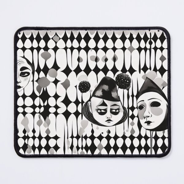 Item preview, Black and white Pierrots designed and sold by Joanne Walsh.