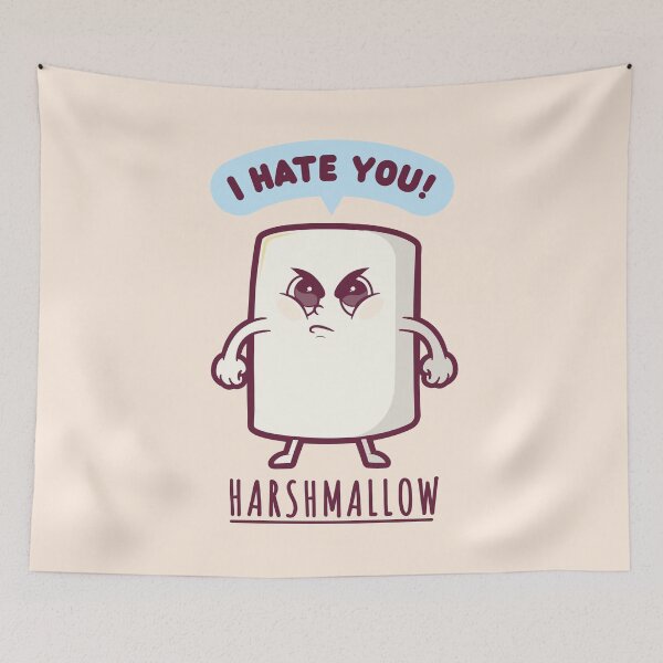 Item preview, Harshmallow hates you - funny marshmallow (on light colors) designed and sold by messy-nessie.