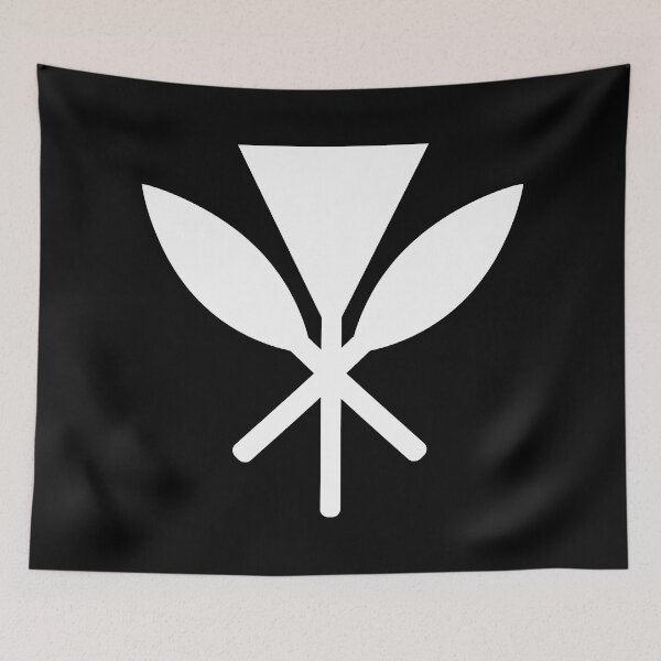 Item preview, Hawaiian Kahili and two crossed paddles.  designed and sold by J Uila.