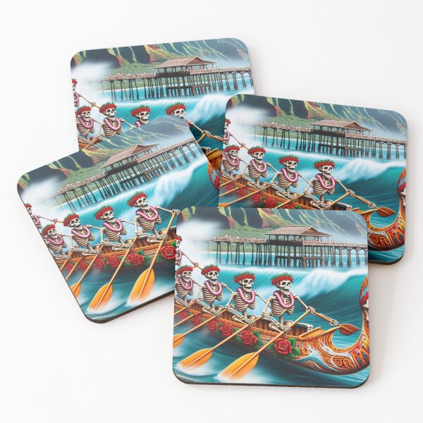 Item preview, Dead Skeletons Riding Waves On A Hawaiian Canoe designed and sold by HippieFarms11.