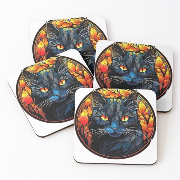 Item preview, Abstract Stained Glass Cat designed and sold by flowerpower999.