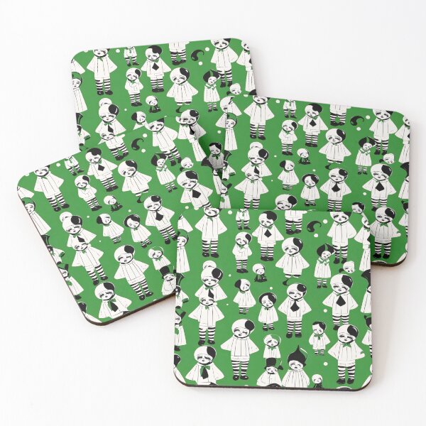 Item preview, Green retro Pierrots designed and sold by Joanne Walsh.
