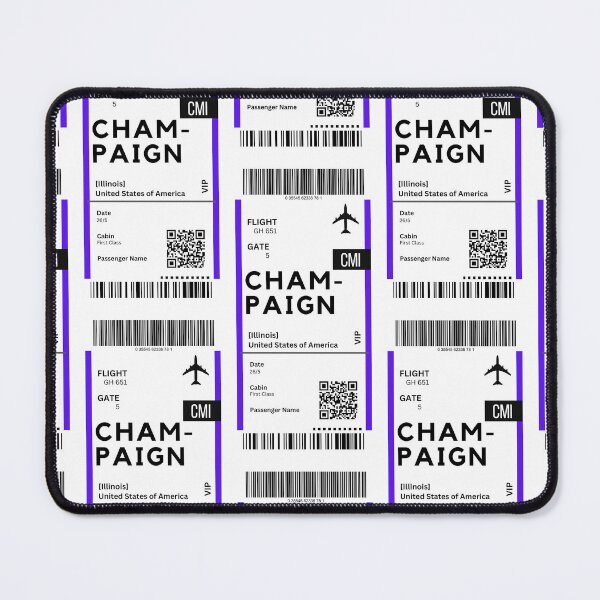 Item preview, Champaign, Illinois Airplane Boarding Pass designed and sold by RoamInk.