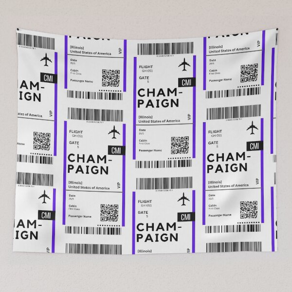 Artikelvorschau, Flugticket-Bordkarte für Champaign, Illinois entworfen und verkauft von RoamInk.