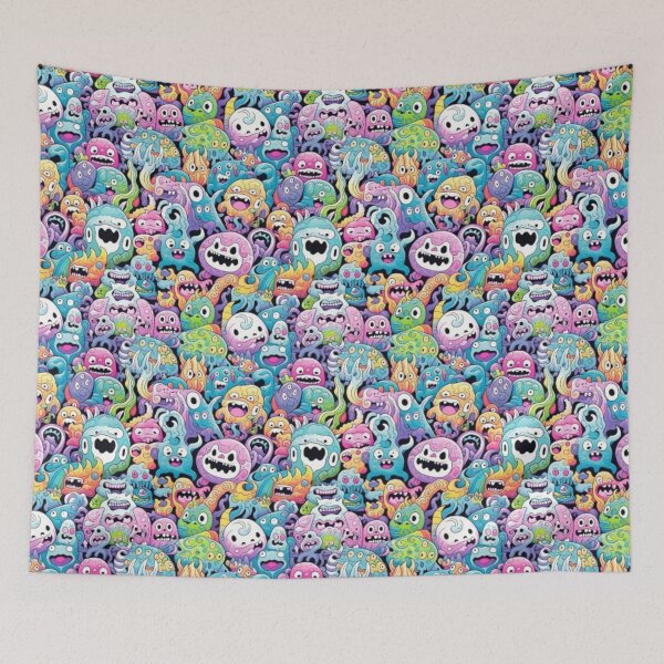 Item preview, Japanese Monsters & Ghosts- Studio Ghibli & Takashi Murakami style seamless pattern designed and sold by Onigokko.