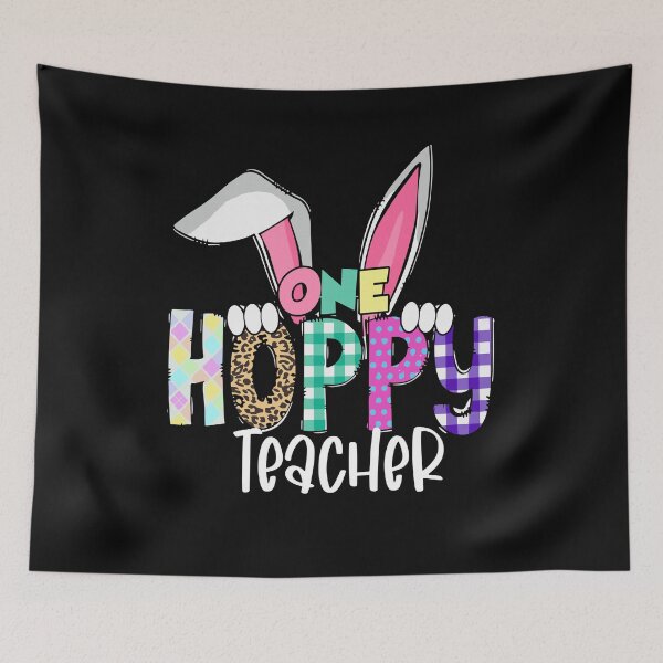 Item preview, One Hoppy Teacher Bunny Easter Day Groovy Retro Boy Girl  designed and sold by Pitchou07.