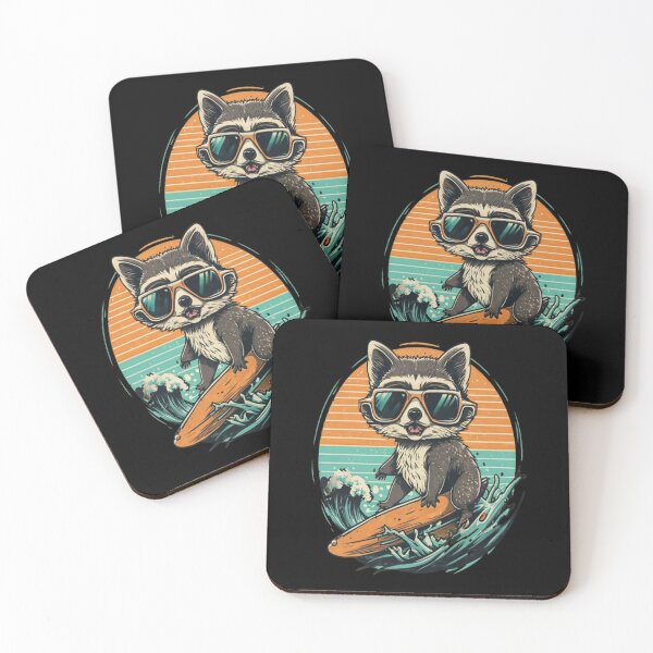 Item preview, Surfing raccoon riding a board designed and sold by SaNNty.