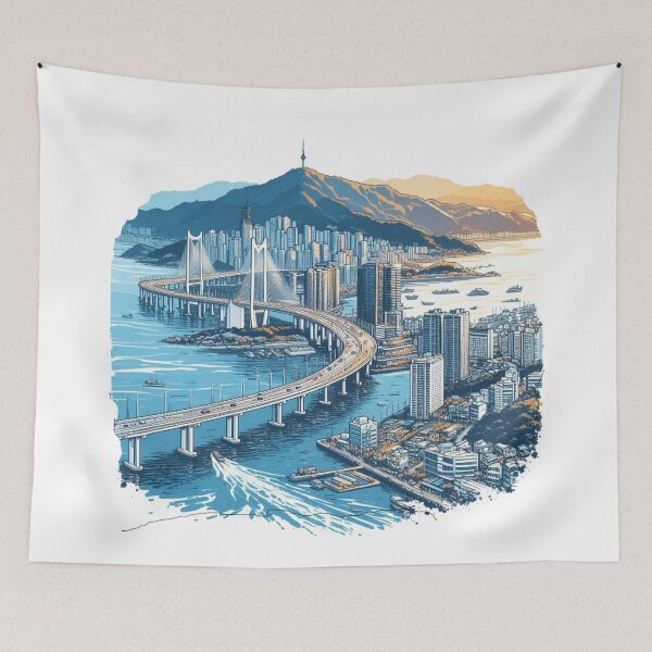 Item preview,  from Dongbaek Island in Haeundae and extending all the way to Gwangan Bridge.  designed and sold by PaintMeWorld.